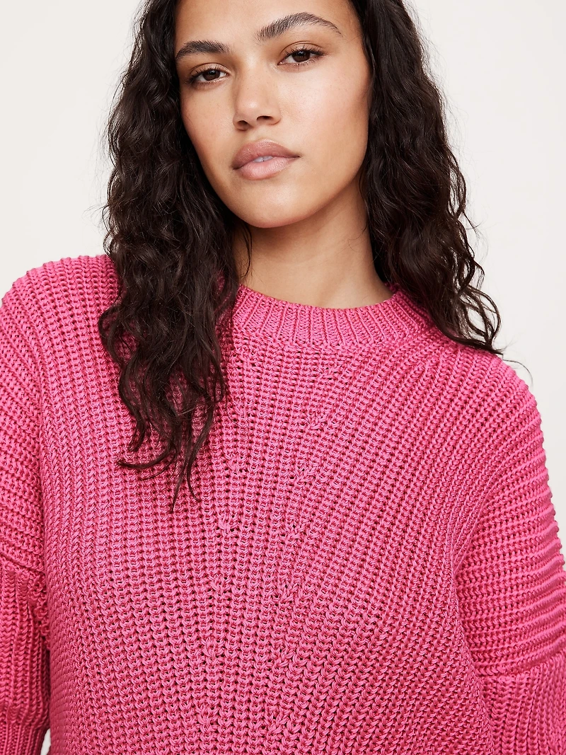 Cotton Cropped Dolman Sweater