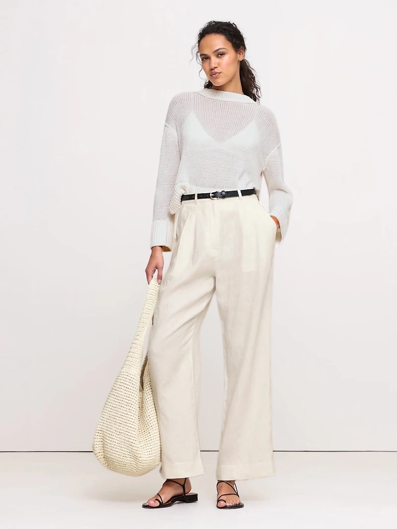 Soho High-Rise Wide-Leg Linen Pant