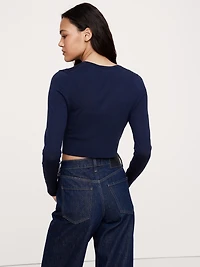 Lightweight Merino Cropped Cardigan