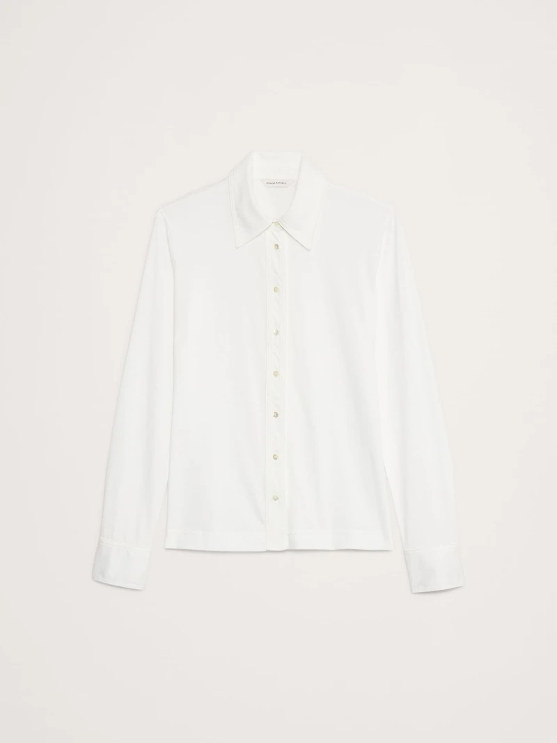 Silky Cotton Long-Sleeve Button-Down Shirt