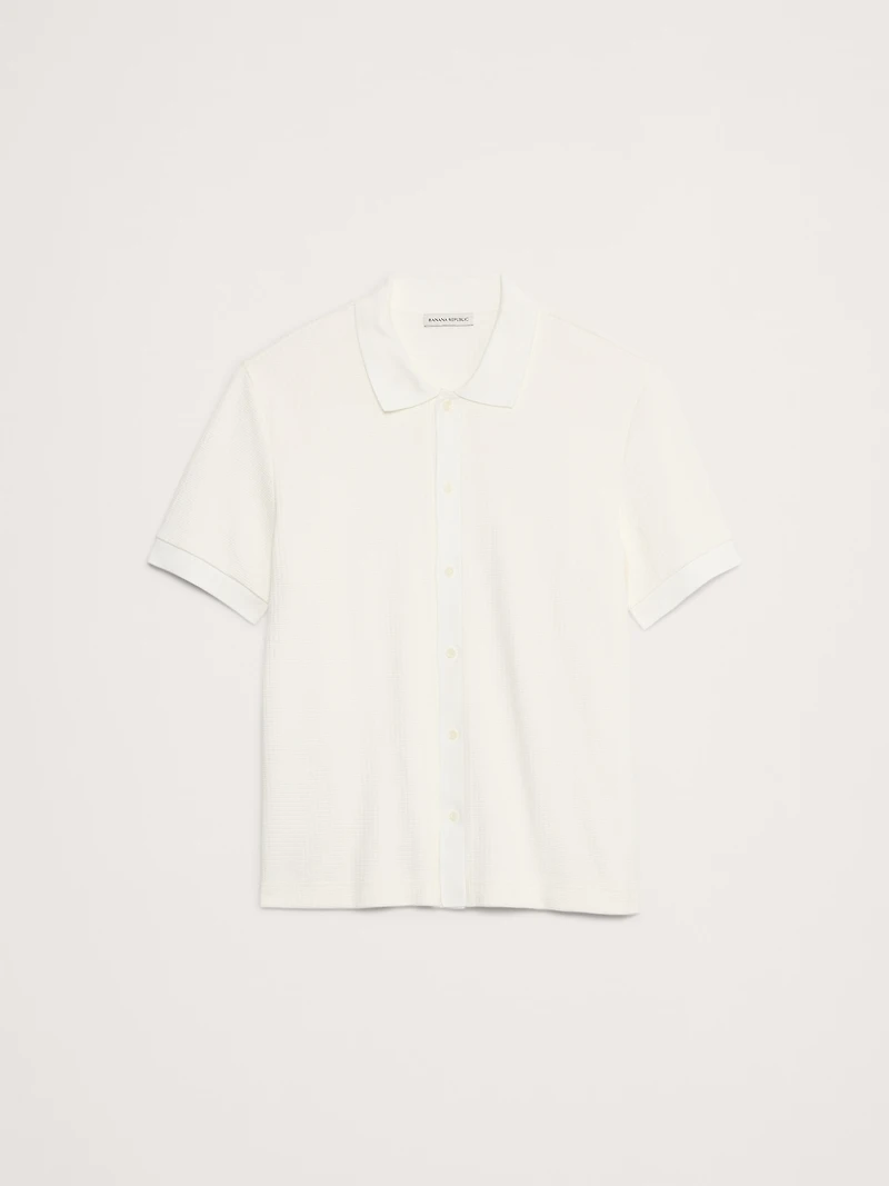 Ribbed Button-Down Knit Shirt
