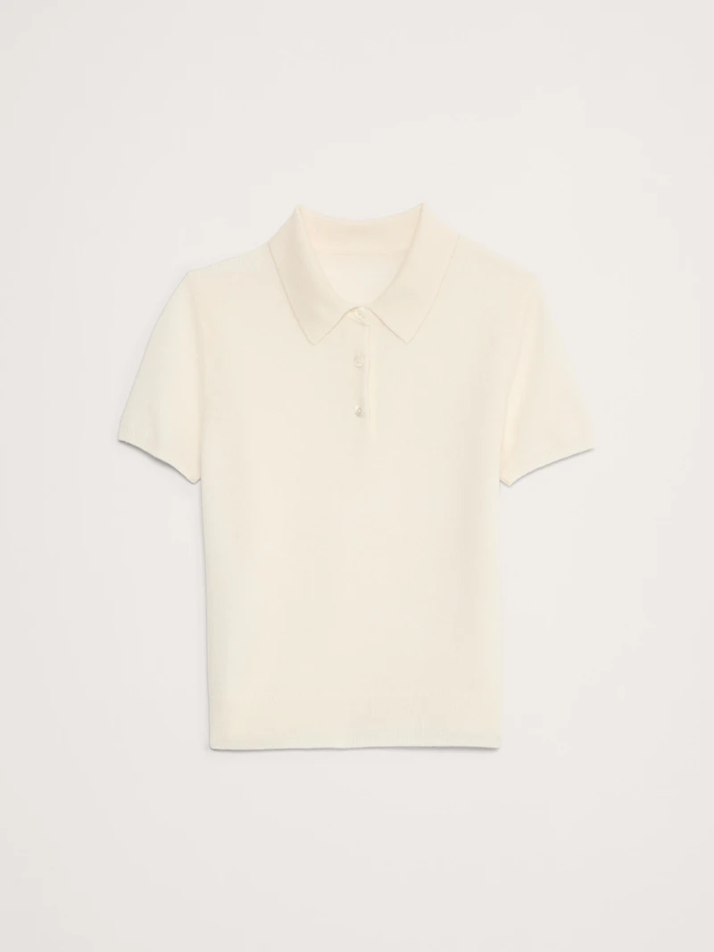 Lightweight Cashmere Short-Sleeve Sweater Polo