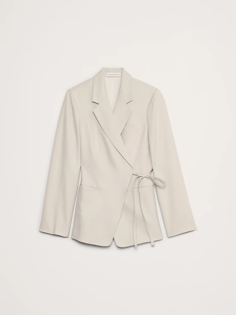 Drapey Twill Wrap Blazer