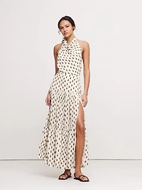 Matte Silk Halter Maxi Dress