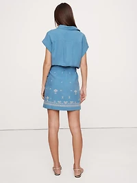 Embroidered Tencel™-Linen Wrap Dress
