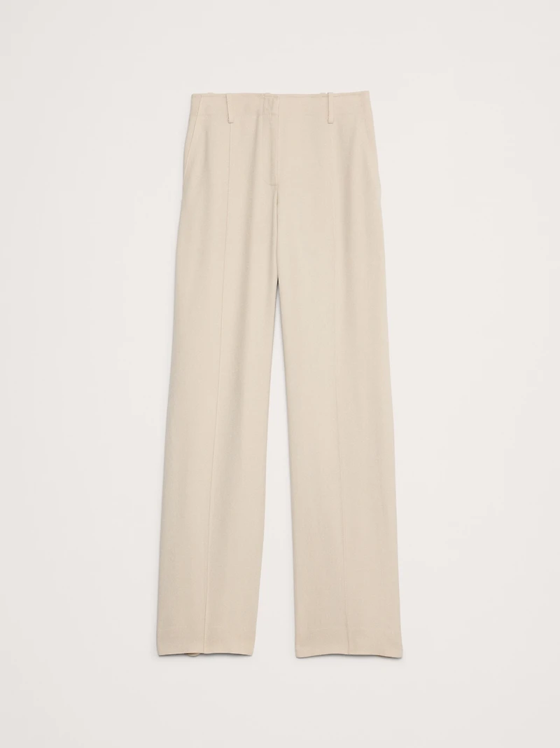 Mid-Rise Wide-Leg Drapey Twill Pant