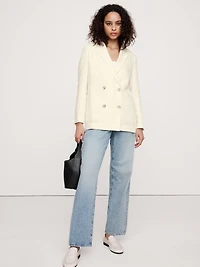 Relaxed Double-Breasted Linen Blazer