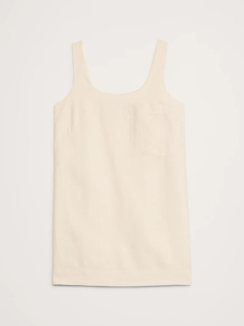Linen Scoop-Neck Shift Dress