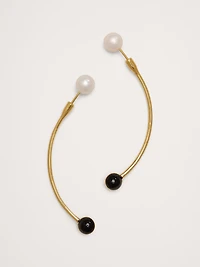Gold & Black Barbell Earrings