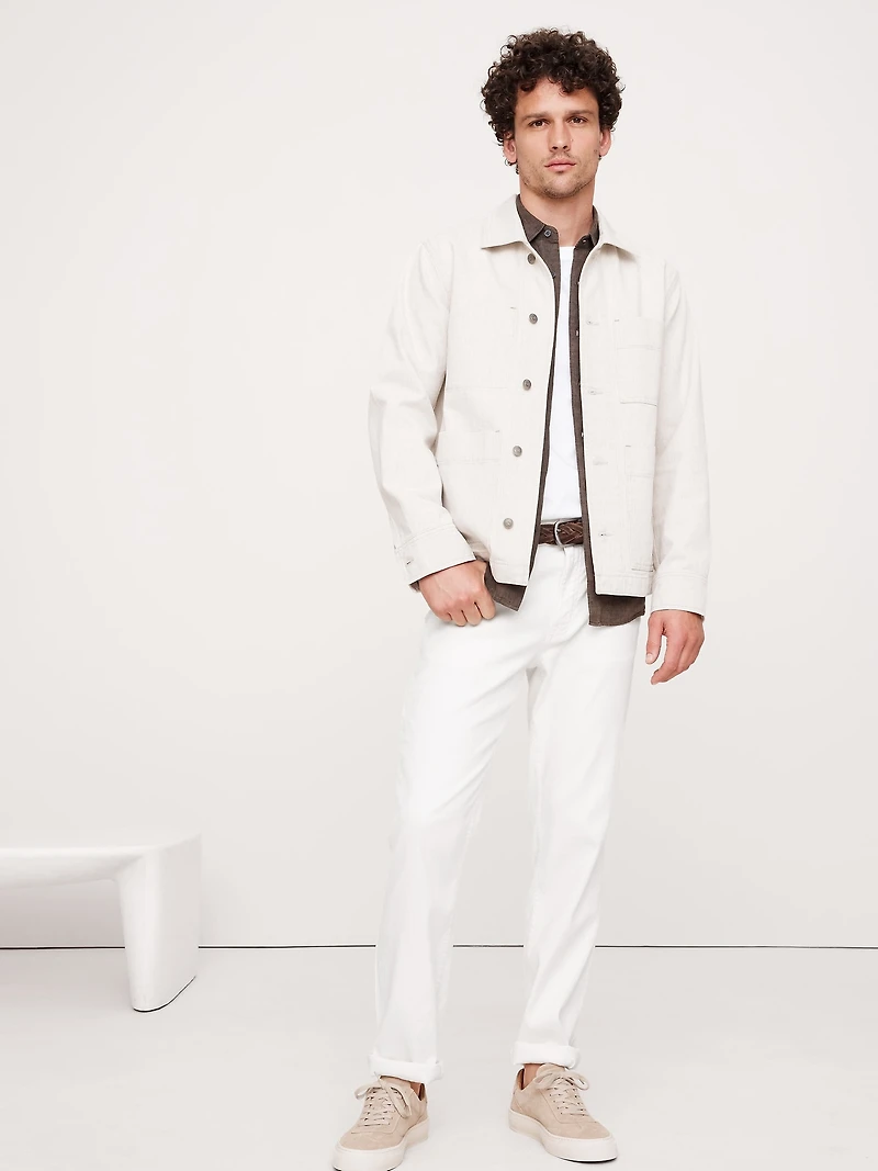 Straight Linen-Cotton Traveler Pant