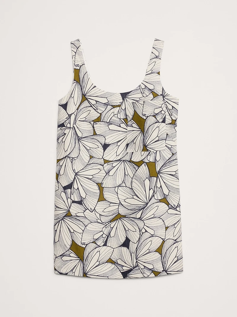 Linen Scoop-Neck Shift Dress