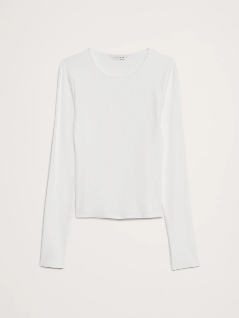 Ribbed Long-Sleeve Crew-Neck T-Shirt