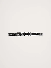 Skinny Leather Grommet Belt