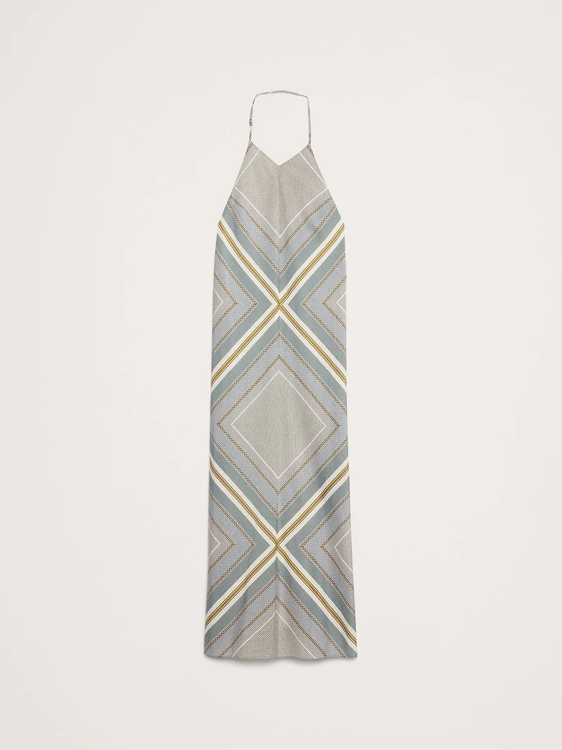 Cotton-Silk Halter Maxi Dress
