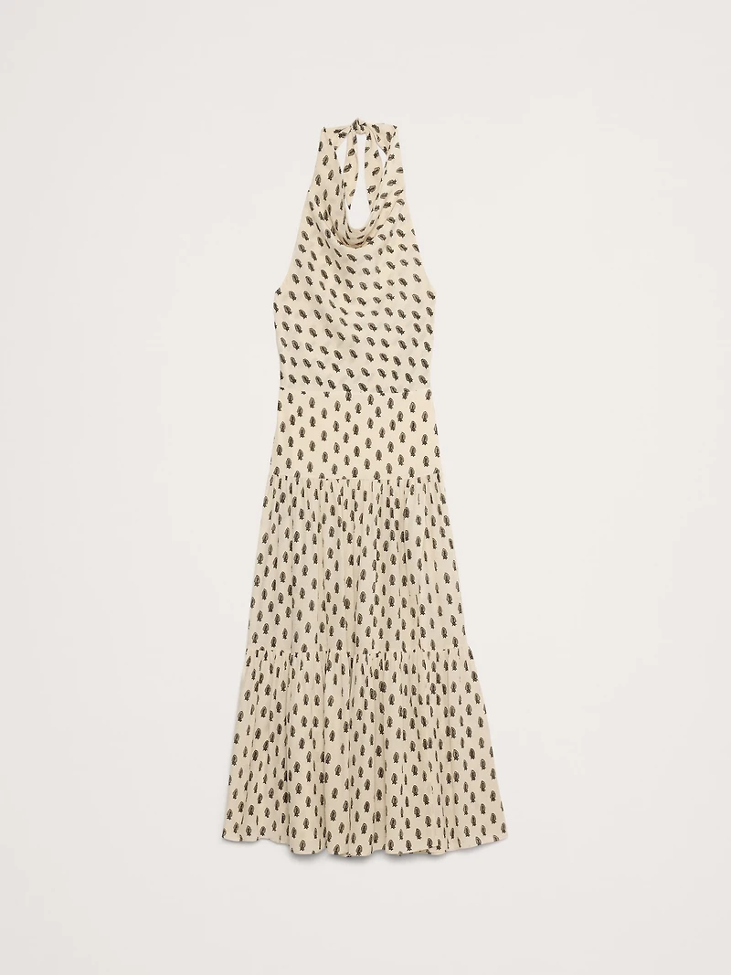 Matte Silk Halter Maxi Dress
