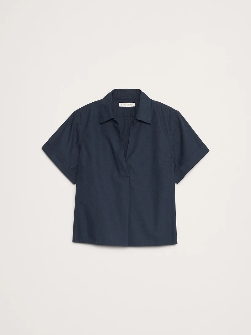 Cotton Poplin Cropped Popover Shirt