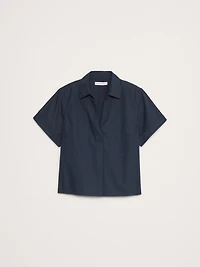 Cotton Poplin Cropped Popover Shirt