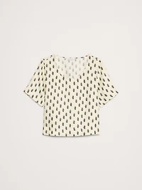Linen Scoop-Neck Top