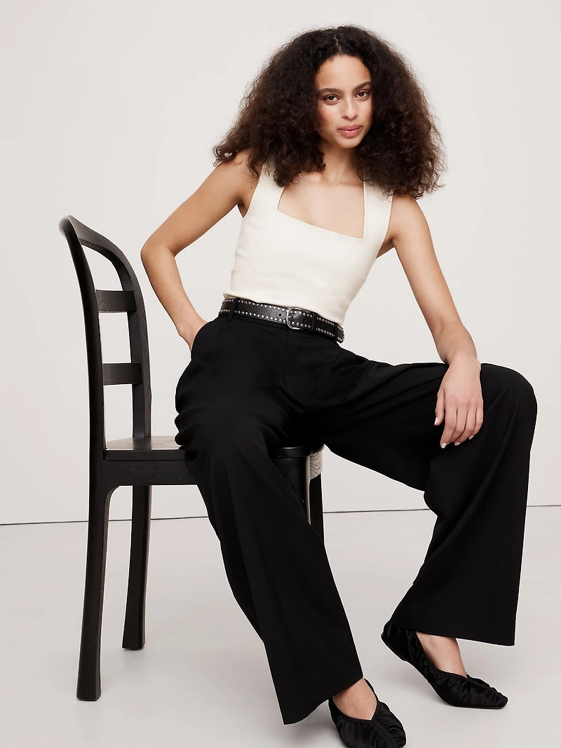 Everywhere Ponte Square-Neck Top