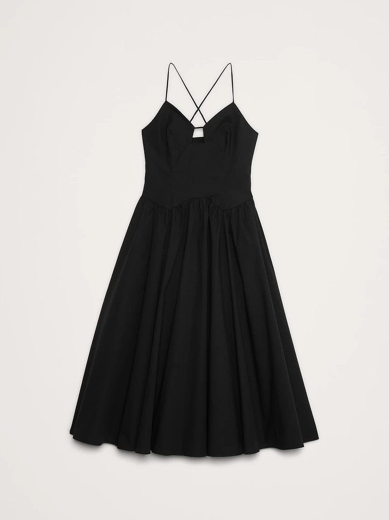 Stretch-Cotton Poplin Long Midi Dress