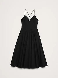 Stretch-Cotton Poplin Long Midi Dress