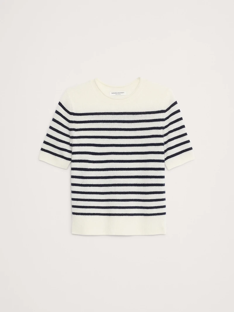 Lightweight Cashmere Short-Sleeve Sweater