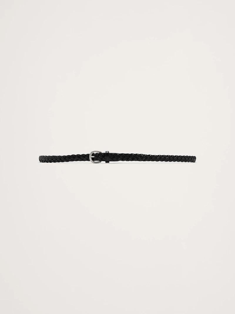 Skinny Braided Leather Belt