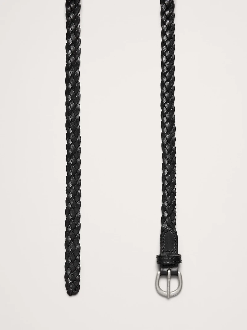 Skinny Braided Leather Belt