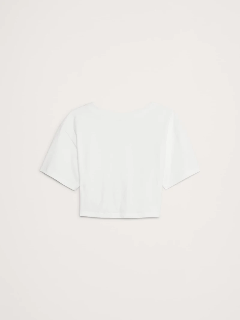 Cotton Cropped Keyhole-Back Top