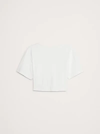 Cotton Cropped Keyhole-Back Top