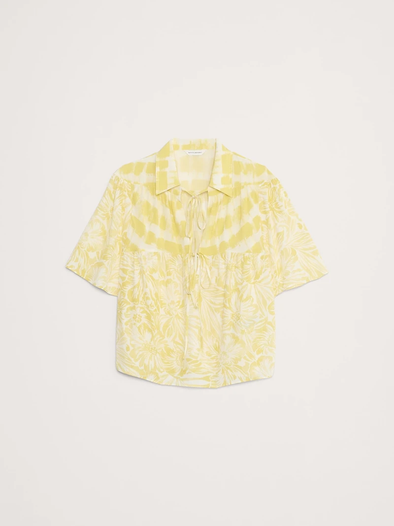 Matte Silk Tie-Front Shirt