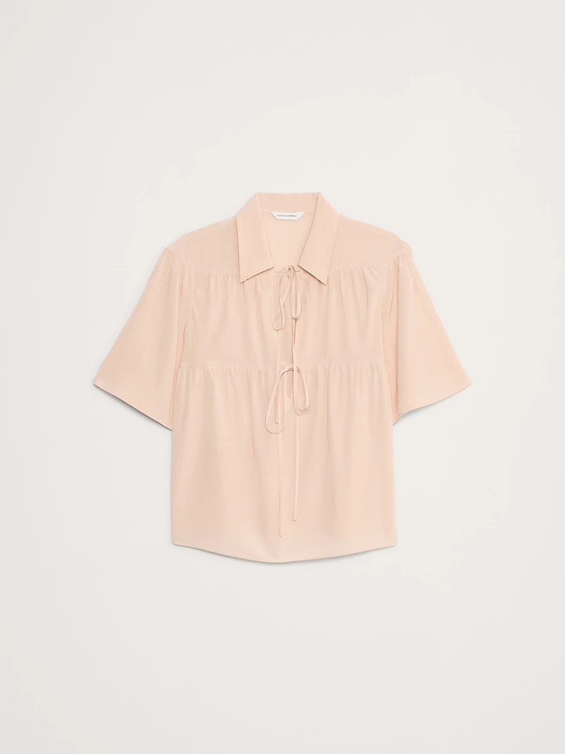 Matte Silk Tie-Front Shirt