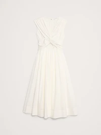 Mixed-Media Cut-Out Midi Dress