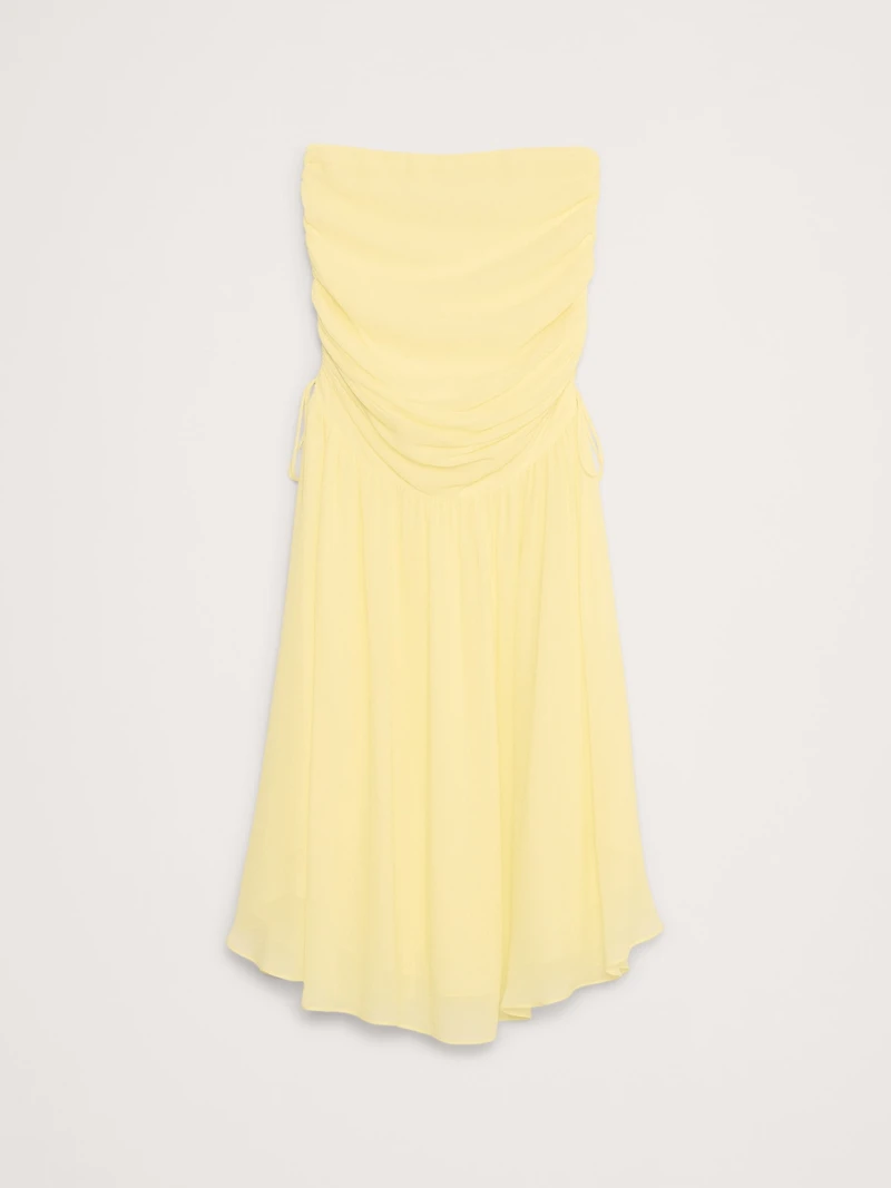 Ruched Drop-Waist Chiffon Skirt