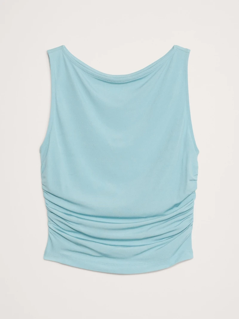 Crepe Ruched Cropped Tank