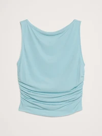 Crepe Ruched Cropped Tank