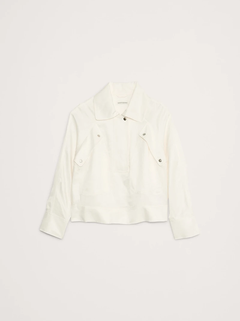 Oversized Viscose-Linen Popover