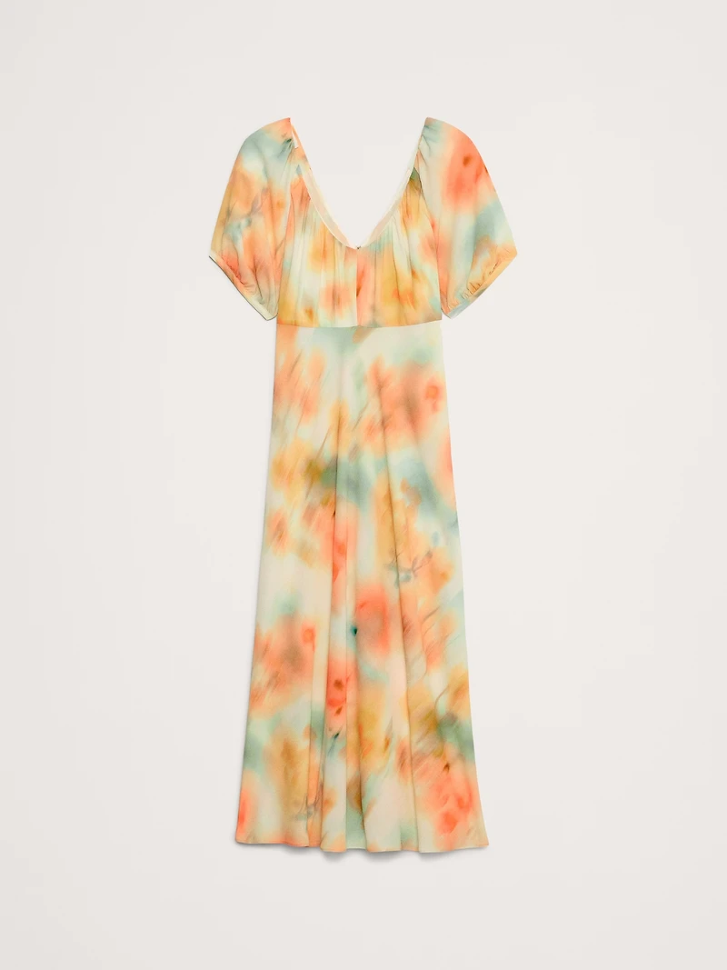 Crepe V-Neck Maxi Dress