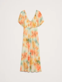 Crepe V-Neck Maxi Dress