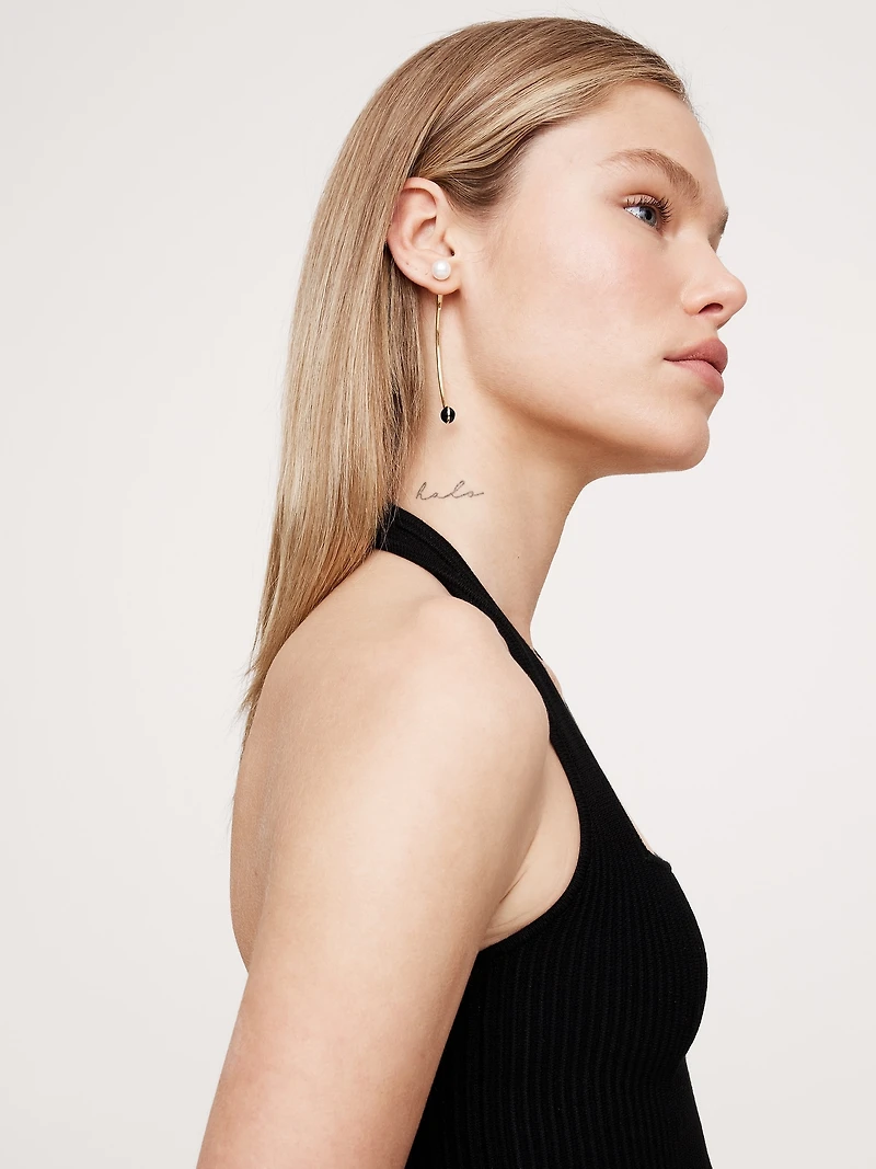 Gold & Black Barbell Earrings