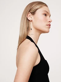 Gold & Black Barbell Earrings