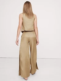 Ultra High-Rise Wide-Leg Viscose-Linen Pant with Side Slits