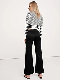 Mid-Rise Kick-Flare Satin Ankle Pant