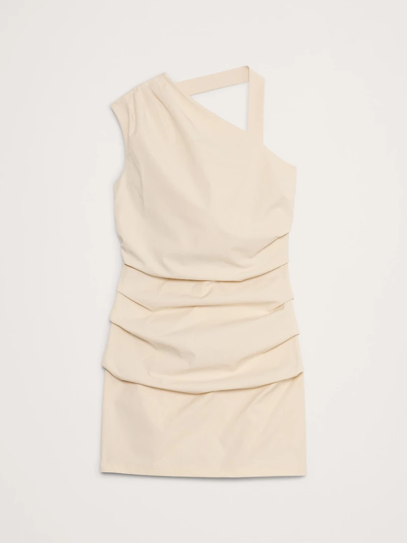 Tech-Stretch Ruched Mini Dress