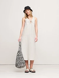 Linen Keyhole Midi Dress