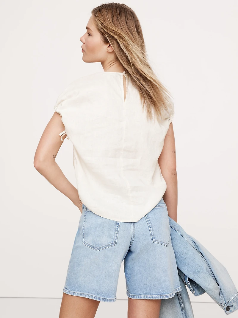 Oversized Linen Cinch Top