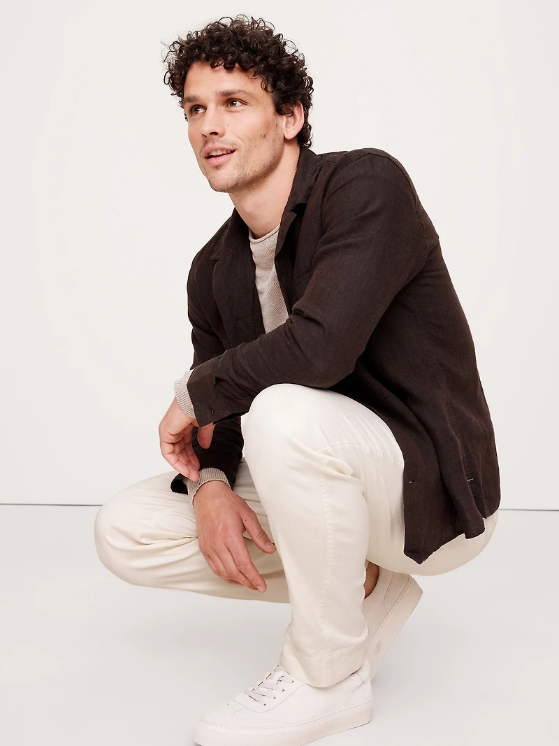 Italian Linen-Cotton Pull-On Pant