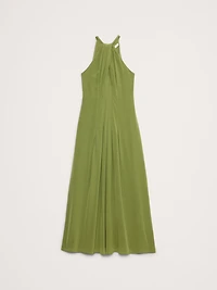 Matte Silk Halter Maxi Dress