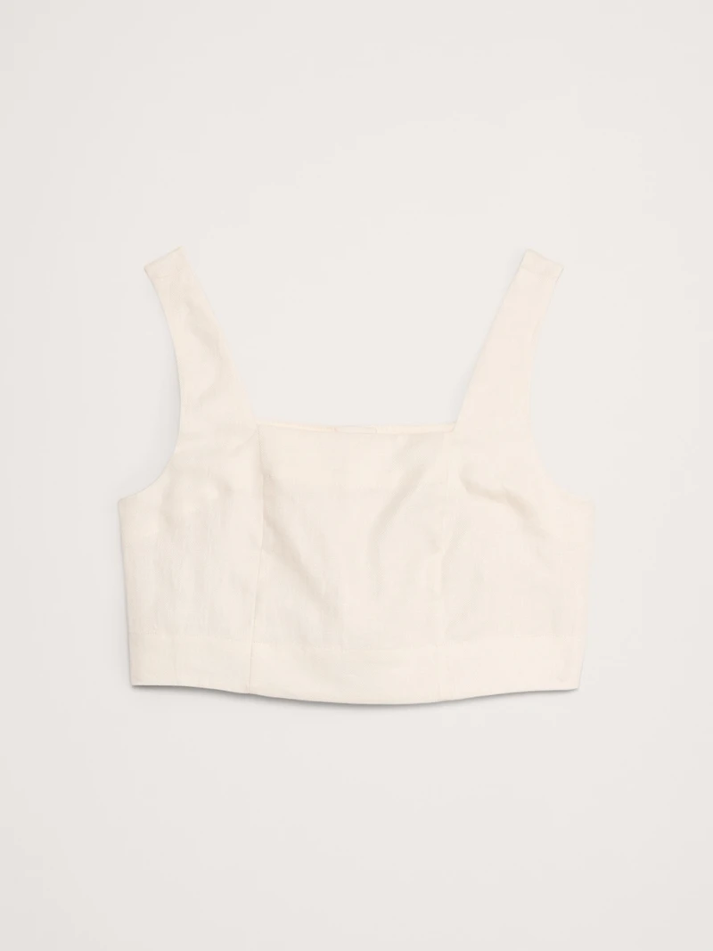 Linen Square-Neck Cropped Tank