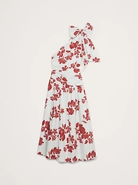 Stretch-Cotton Poplin One-Shoulder Drop-Waist Maxi Dress